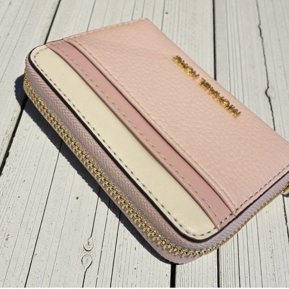 Michael Kors Jet Set Travel Color-Block Wallet Powder Blush Rose - Picture 4 of 7